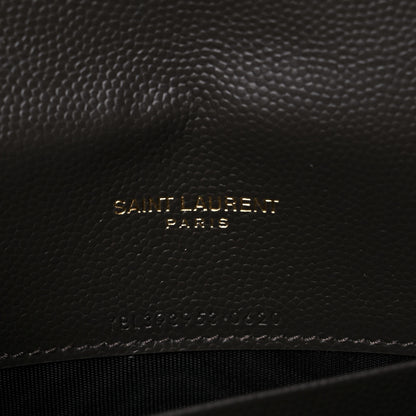 Saint Laurent Grain De Poudre Matelasse Chevron Monogram Envelope Chain Wallet Earth 6 of 9