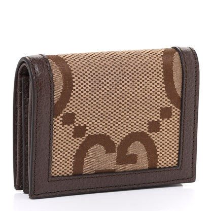 Gucci Monogram Jumbo GG Textured Dollar Calfskin Diana Card Case Wallet Camel Ebony New Acero 3 of 8
