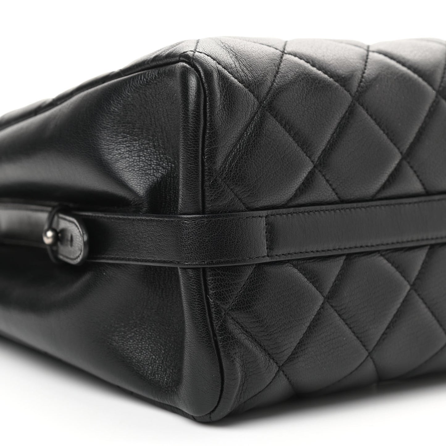 Metallic Goatskin Quilted Small City Rock Shopping Tote Black
