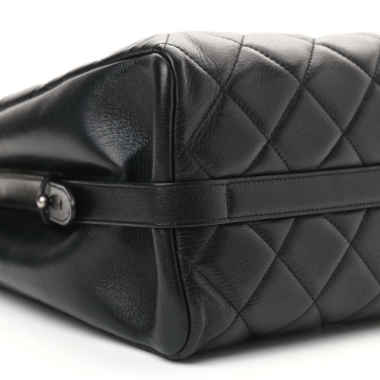 Chanel Metallic Goatskin Quilted Small City Rock Shopping Tote Black 9 of 11