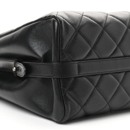 Chanel Metallic Goatskin Quilted Small City Rock Shopping Tote Black 9 of 11
