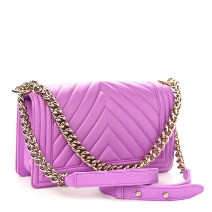 Chanel Lambskin Chevron Quilted Medium Boy Flap Purple 2 of 10