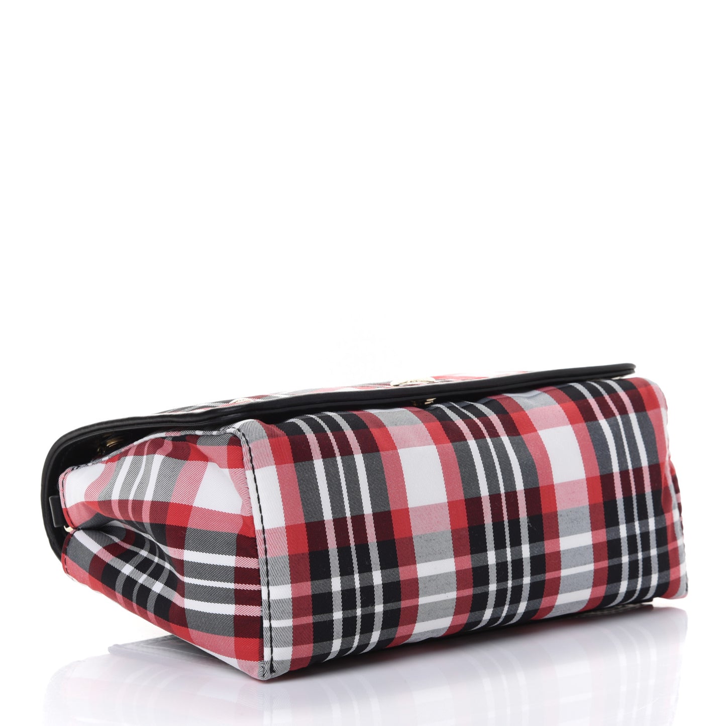 Calfskin Nylon Tartan Note Crossbody Bag Bright Red