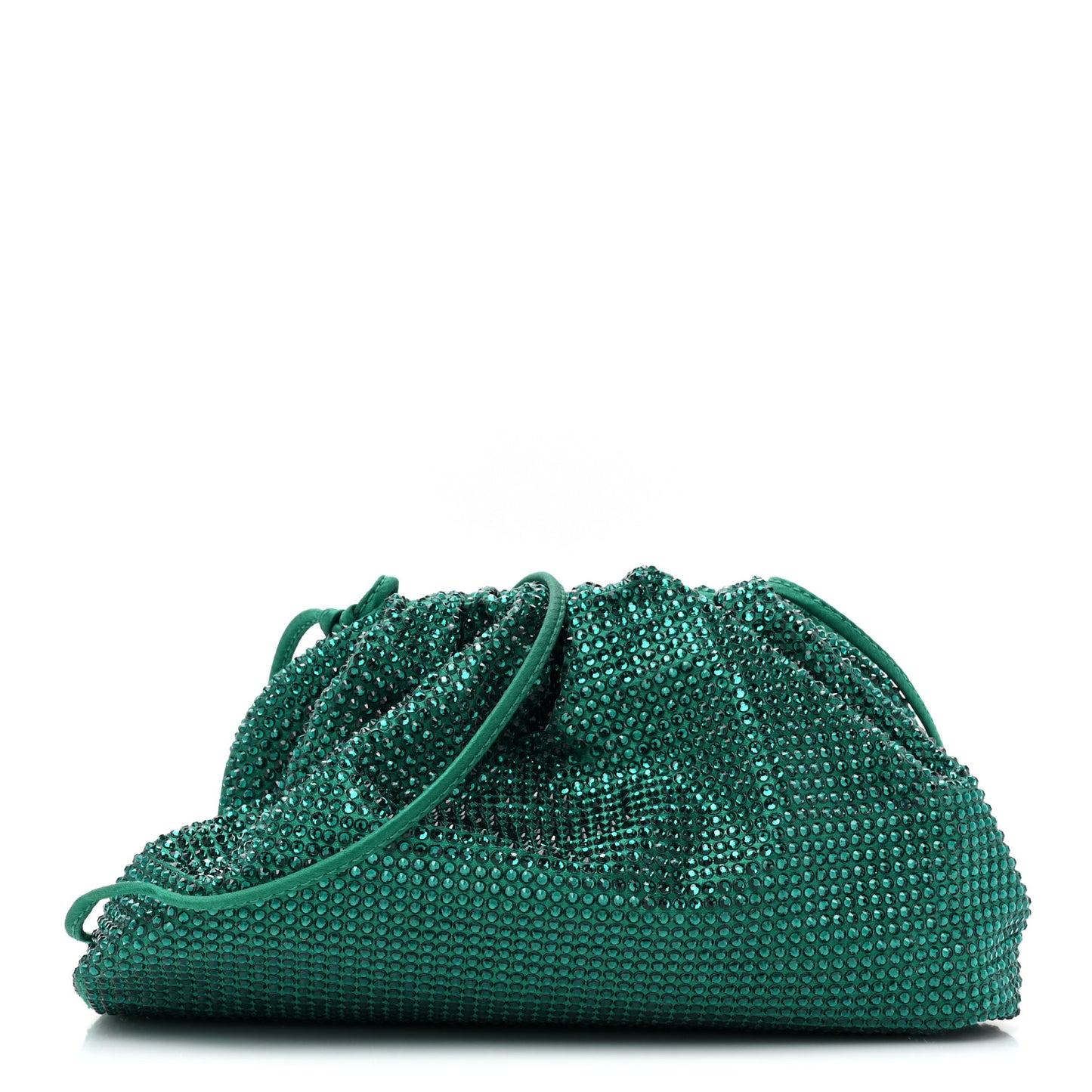 Satin Crystal Embellished The Mini Pouch Emerald
