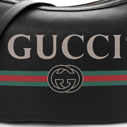 Gucci Grained Calfskin Logo Half Moon Hobo Black 8 of 11