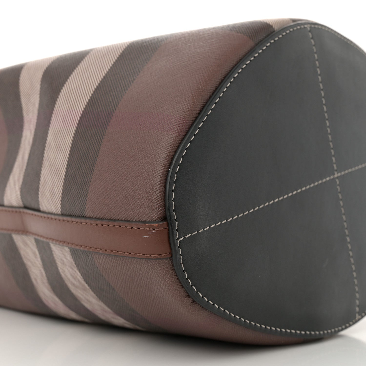 Burberry Giant Check Calfskin TB Bucket Bag Dark Birch 8 of 11