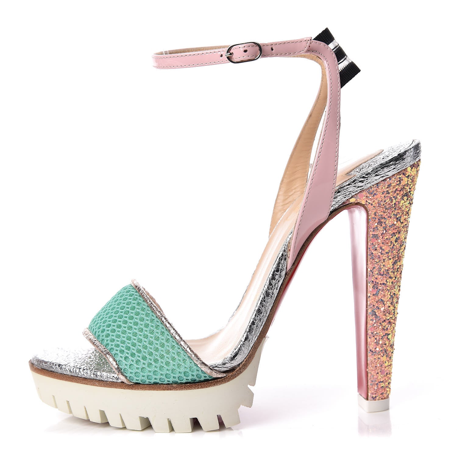 Christian Louboutin Mesh Patent Volumetric 120 Sandals 35.5 Opal 1 of 7