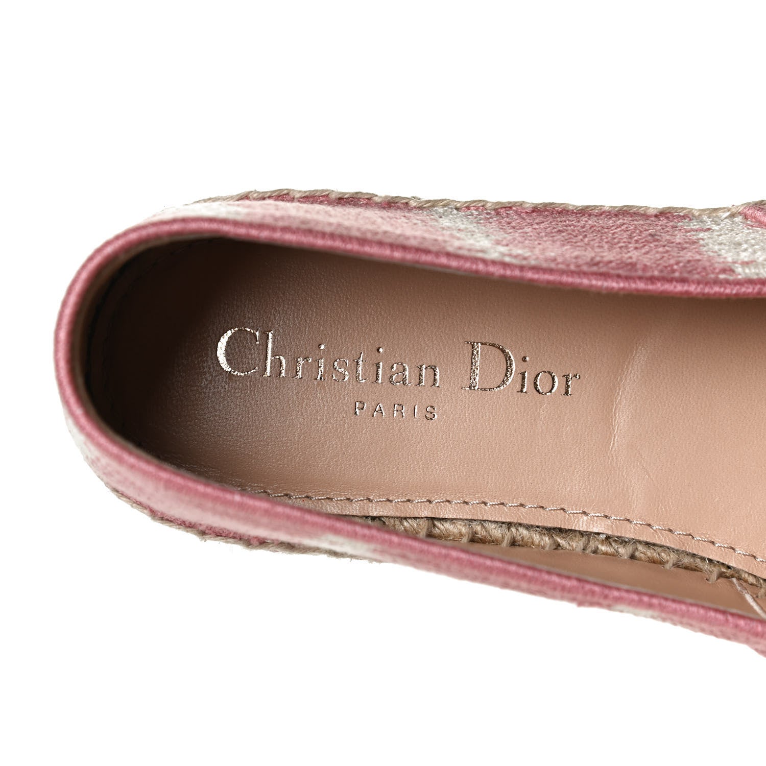 Christian Dior Cotton Embroidered D-Stripes Granville Espadrille 37 Deep Nude 10 of 12