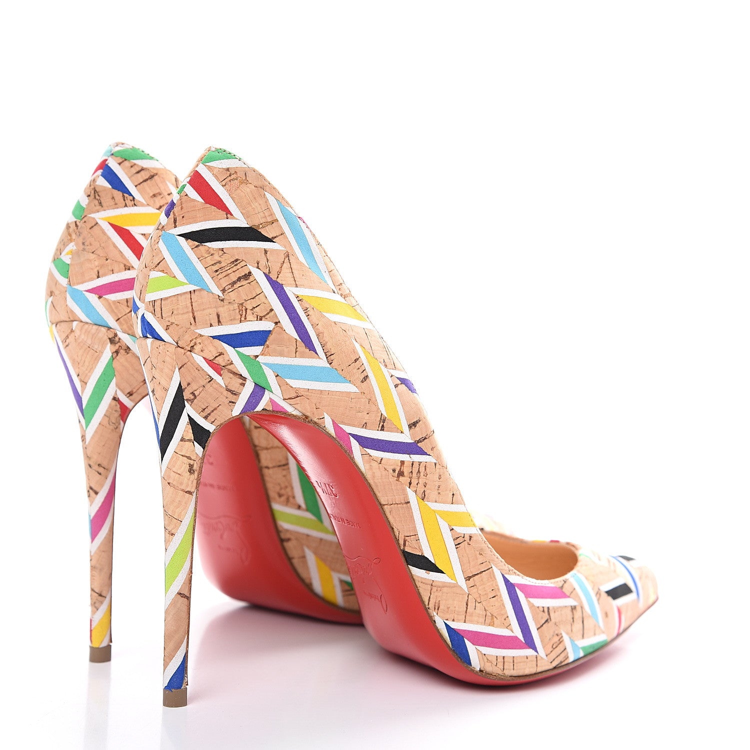 Christian Louboutin Cork Chevron Print Pigalle Follies 100 Pumps 37.5 Multicolor 4 of 9