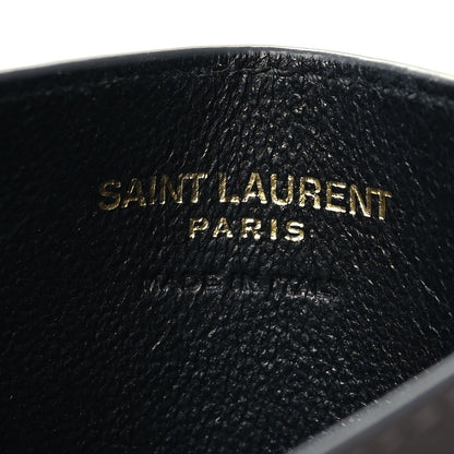 Saint Laurent Grain De Poudre Matelasse Chevron Monogram Credit Card Case Coal 6 of 8