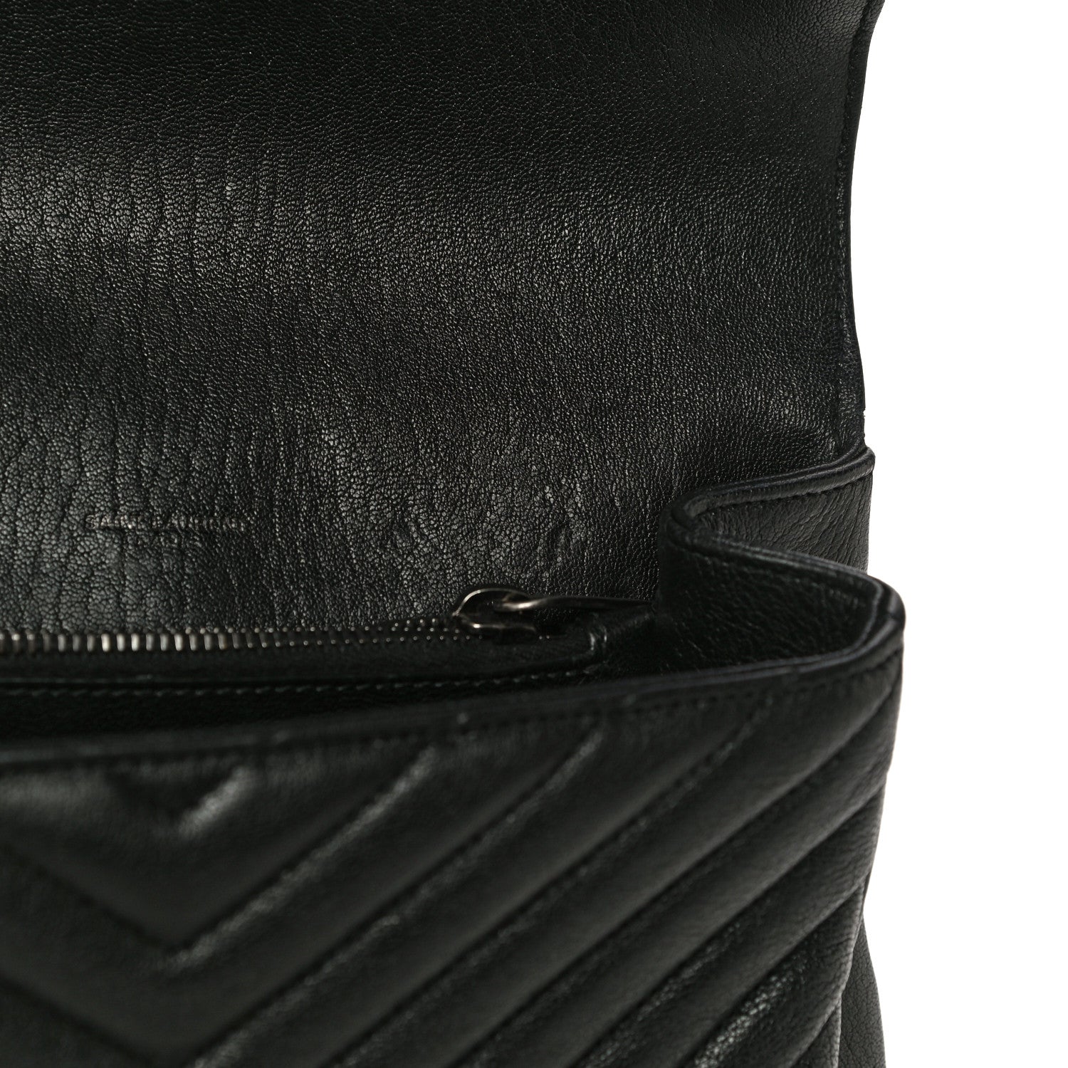 Saint Laurent Sheepskin Matelasse Chevron Monogram Medium College Bag Black 15 of 20