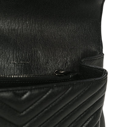 Saint Laurent Sheepskin Matelasse Chevron Monogram Medium College Bag Black 15 of 20