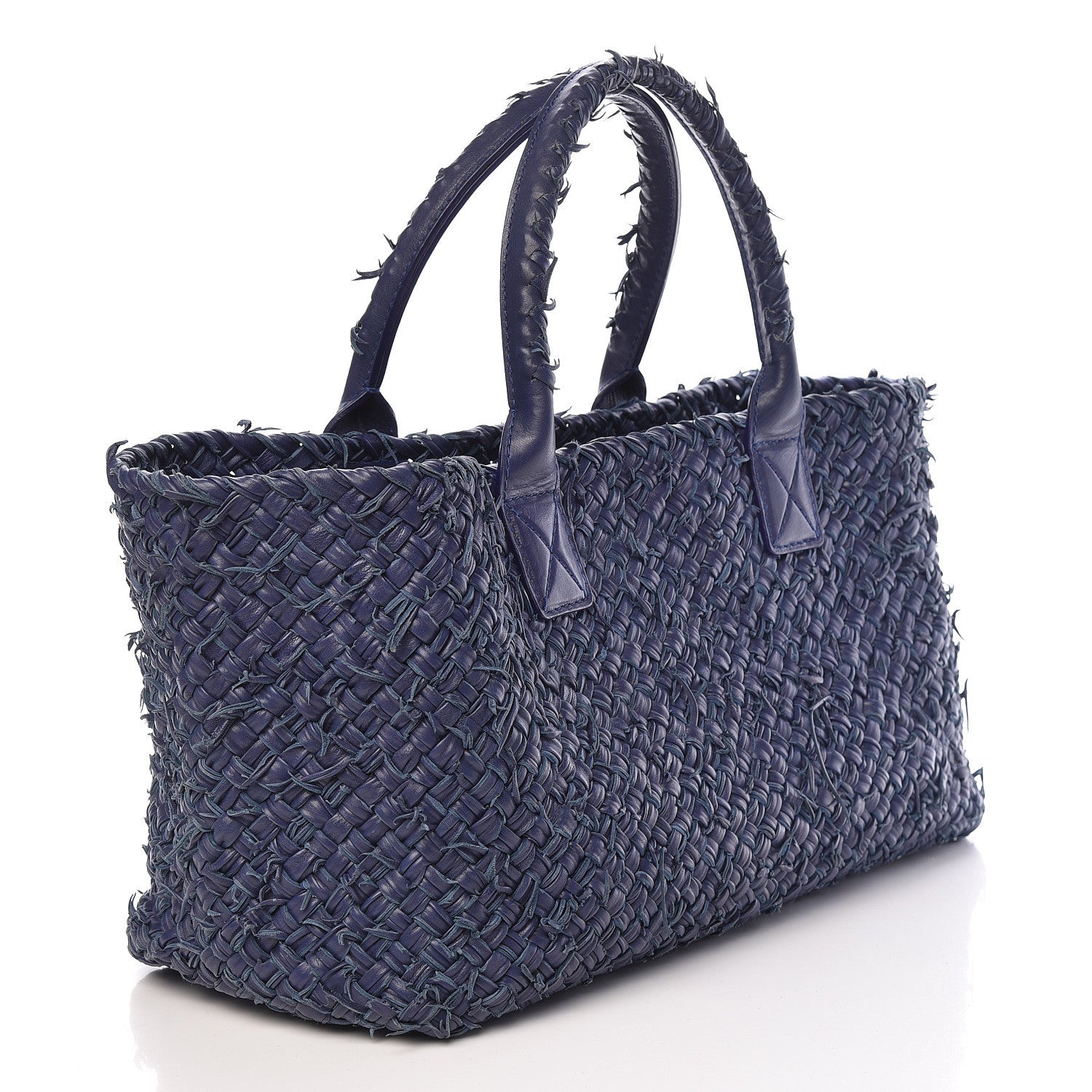Bottega Veneta Chevre Intrecciato Fringe Netted Medium Cabat Tote Blue 4 of 21