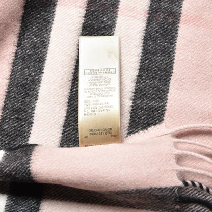 Burberry Cashmere Giant Heritage Check Fringe Scarf Ash Rose 6 of 6