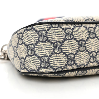 Gucci GG Supreme Monogram Textured Dollar Calfskin Web Small Ophidia GG Handbag Beige Blue 9 of 10