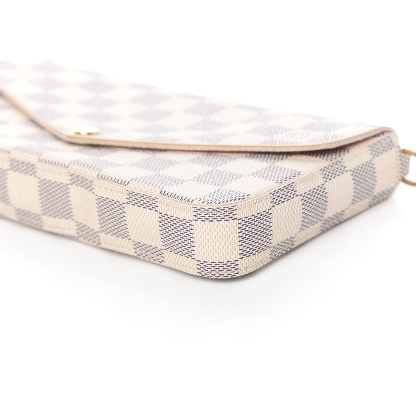Damier Azur Pochette Felicie Chain Wallet Rose Ballerine