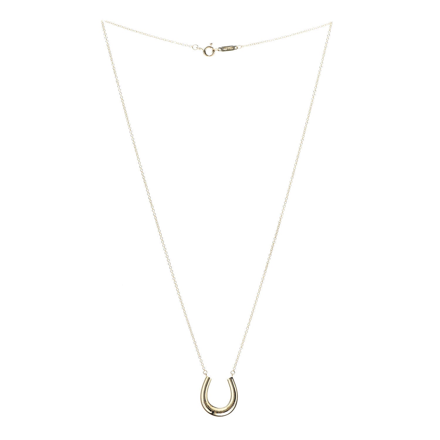 Tiffany 18K Yellow Gold 1837 Horseshoe Pendant Necklace 3 of 6