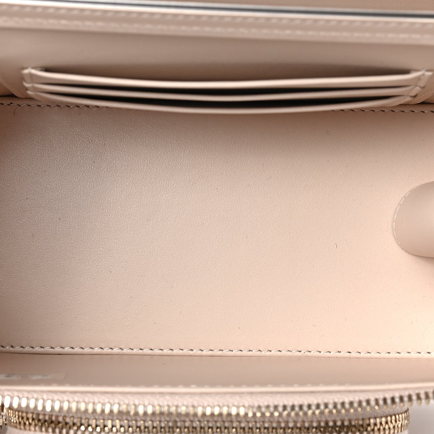 Caviar Quilted Top Handle Pocket Vanity Case Beige
