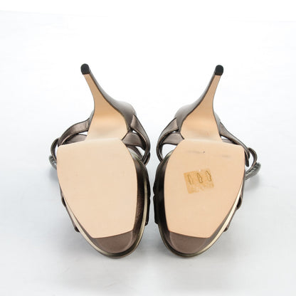 Saint Laurent Metallic Nappa Silk Tribute 105 Platform Sandals 39.5 Silver 6 of 10