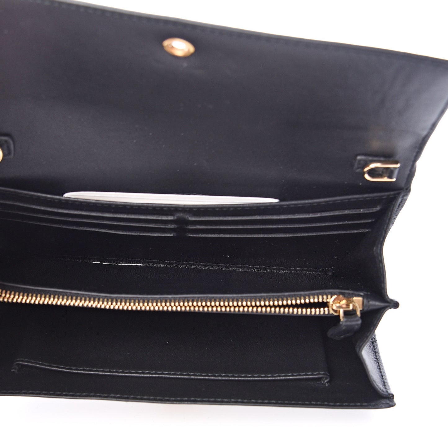 Metallic Calfskin Skull Wallet on Chain Silver