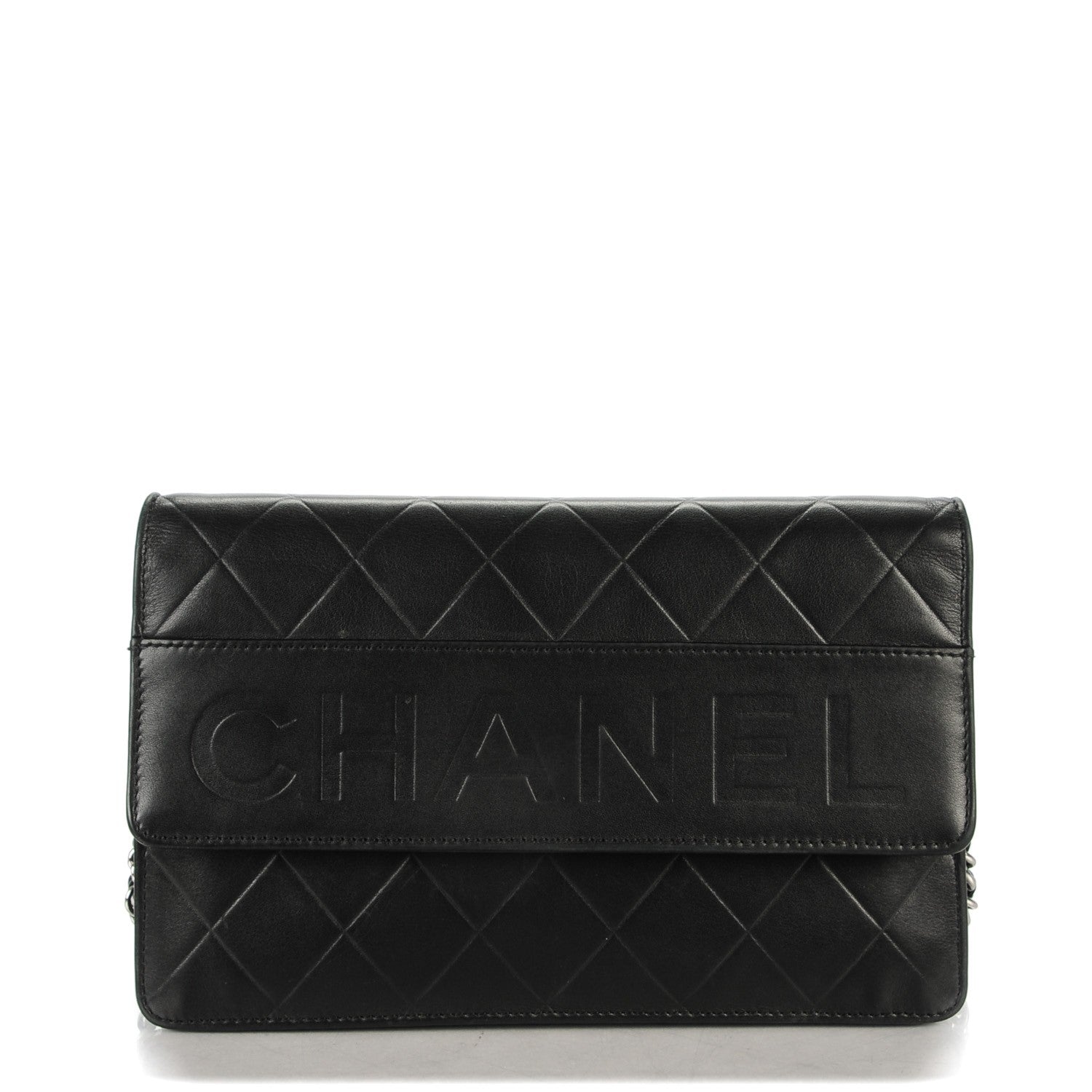 Chanel Lambskin Embossed Lax Wallet On Chain WOC Black 1 of 8