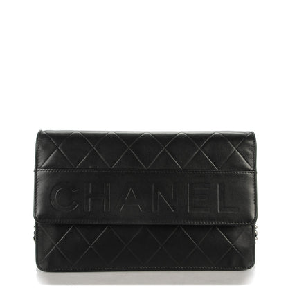 Chanel Lambskin Embossed Lax Wallet On Chain WOC Black 1 of 8