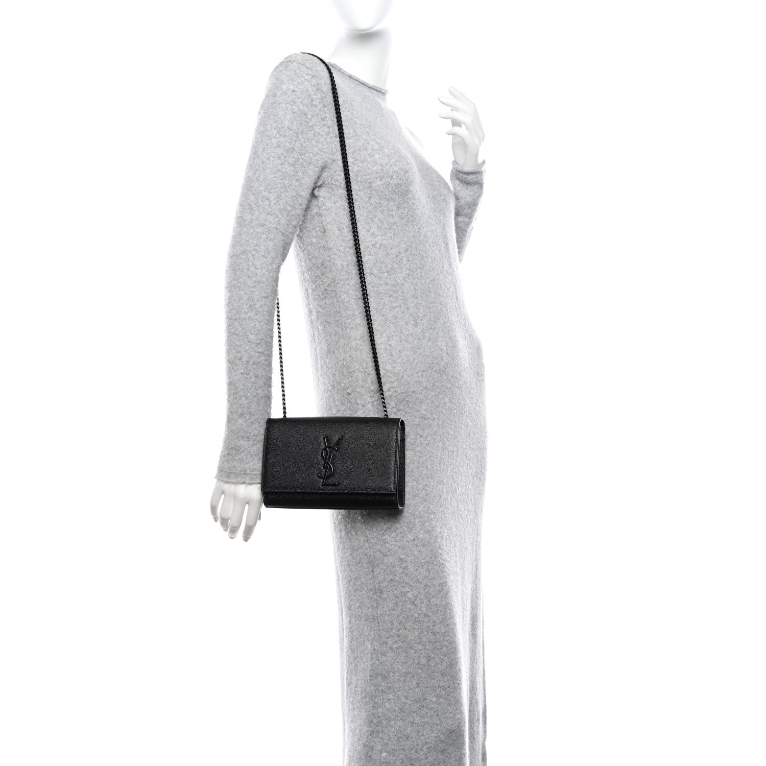 Saint Laurent Grain De Poudre Small Monogram Monochrome Kate Satchel Black 2 of 9