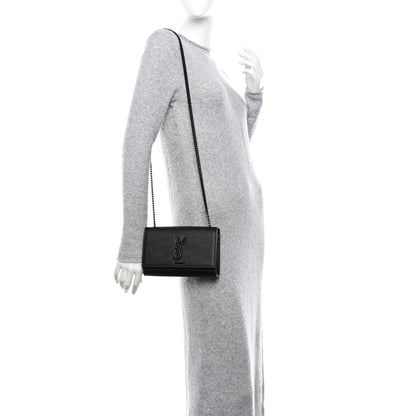 Saint Laurent Grain De Poudre Small Monogram Monochrome Kate Satchel Black 2 of 9