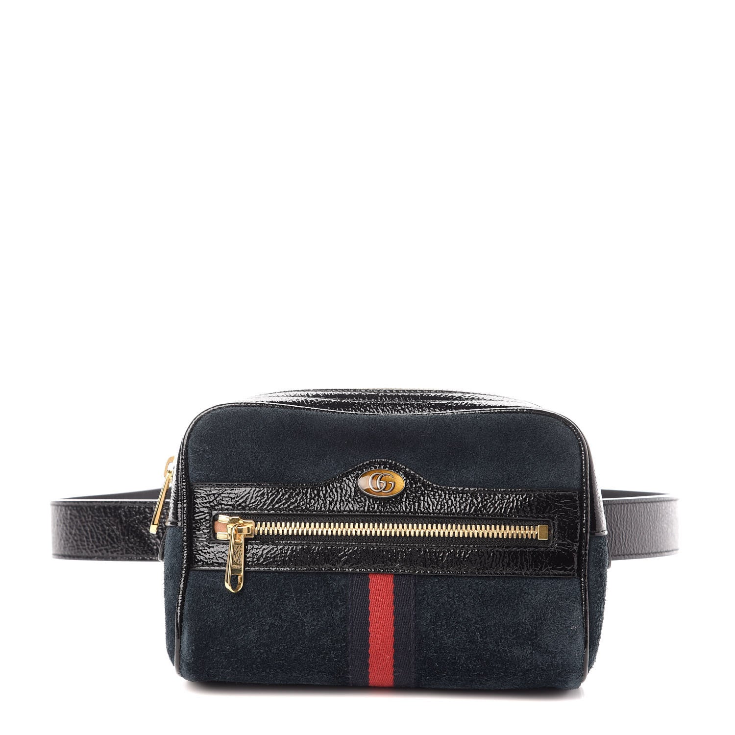Gucci Suede Patent Small Ophidia Belt Bag 75 30 Blue Black 1 of 9