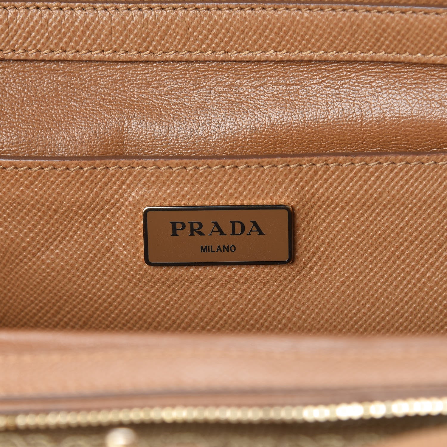 Prada Saffiano Cuir Top Handle Dome Tote Caramel 9 of 29
