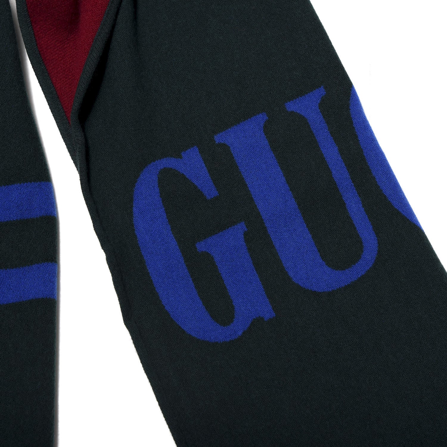 Gucci Wool Silk Guccium Scarf Petroleum Blue Bordeaux 3 of 4