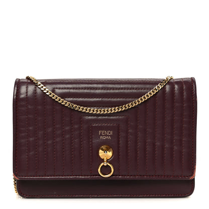 Fendi Shiny Nappa Trapuntata Dotcom Tube Wallet On Chain Bordeaux 1 of 13