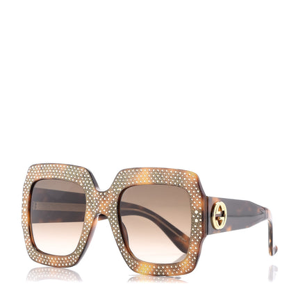 Gucci Crystal Square Frame Sunglasses GG3861/S Tortoise 1 of 8