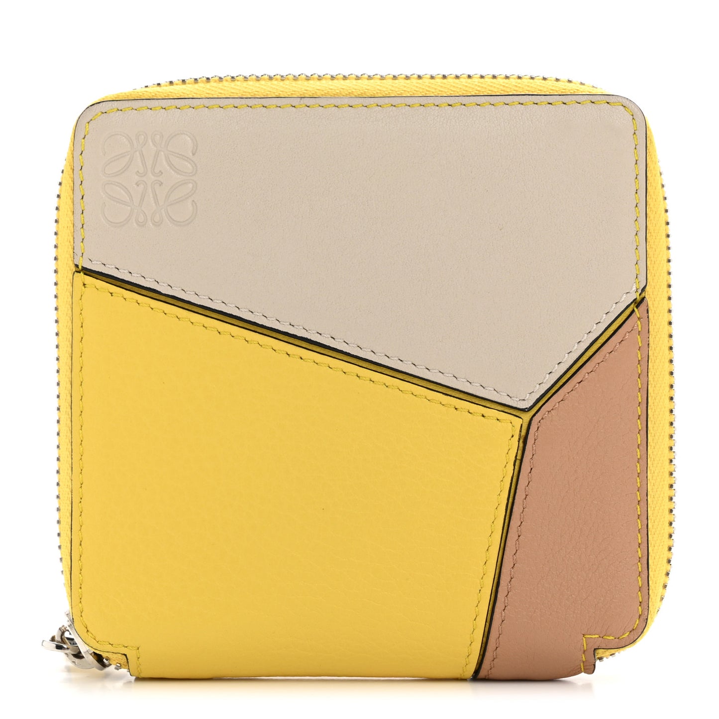 Calfskin Puzzle Zip Around Wallet Ochre Yellow