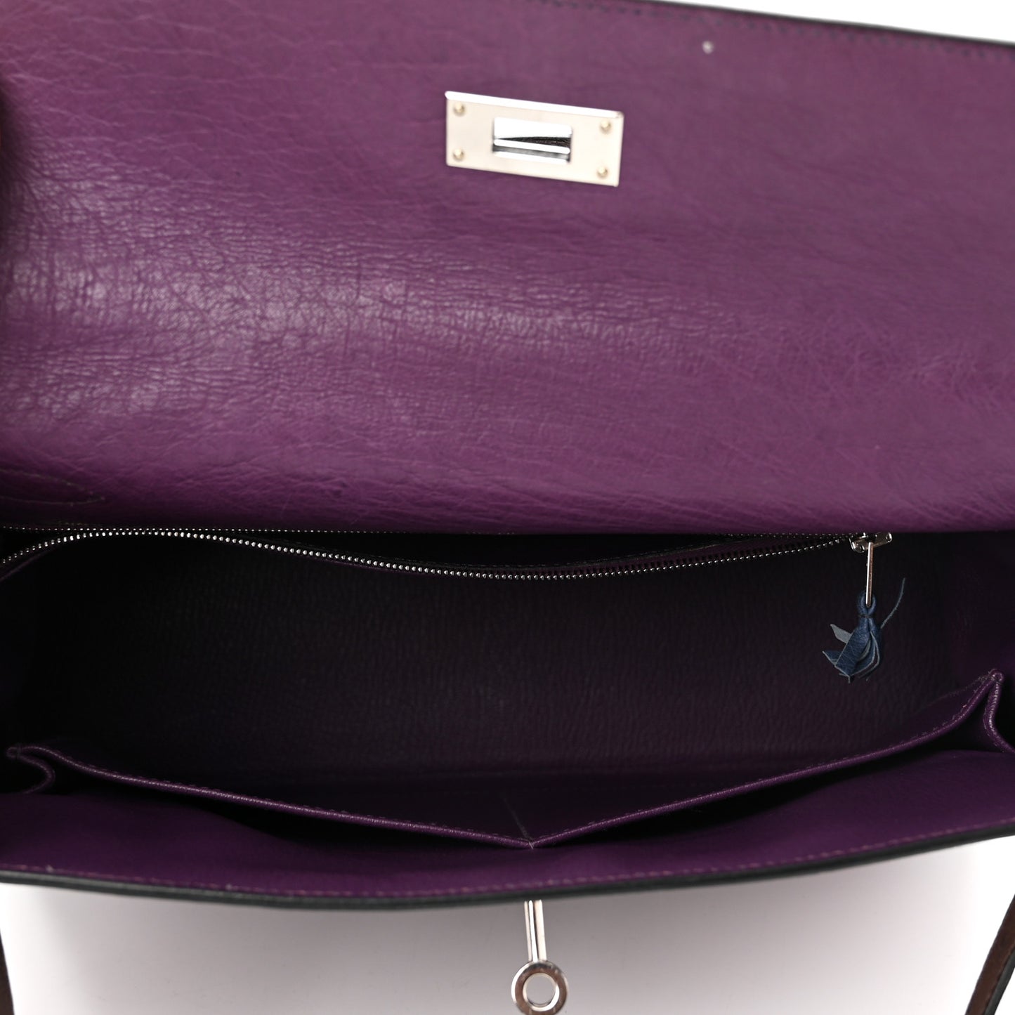 Ostrich Ghillies Kelly Retourne 32 Violine Bleu De Malte Marron