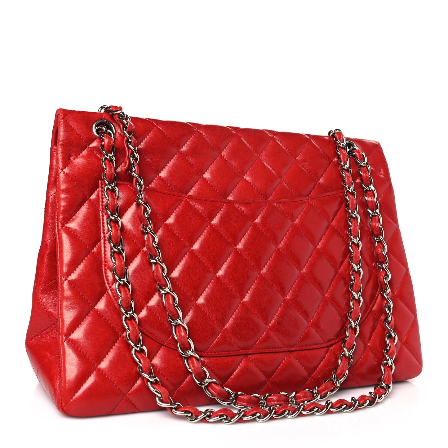Lambskin Quilted Maxi Double Flap Red