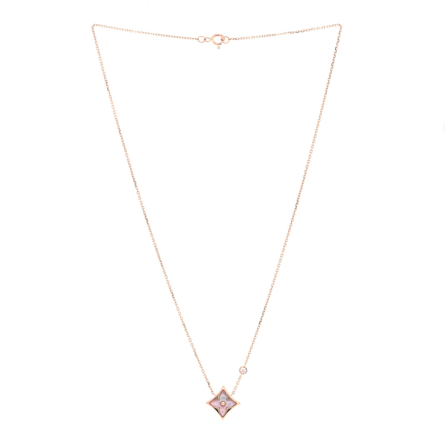 Louis Vuitton 18K Pink Gold Diamond Pink Mother of Pearl Color Blossom BB Star Pendant Necklace 3 of 6