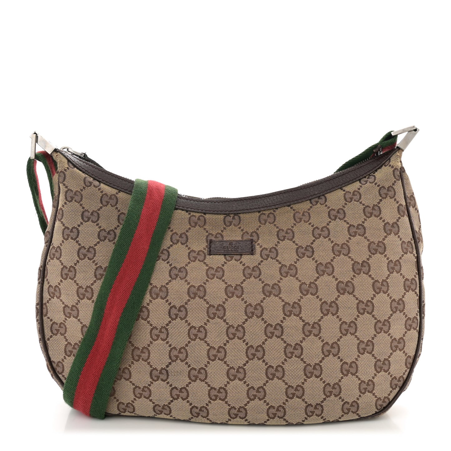 Monogram Web Medium Half Moon Hobo Dark Brown