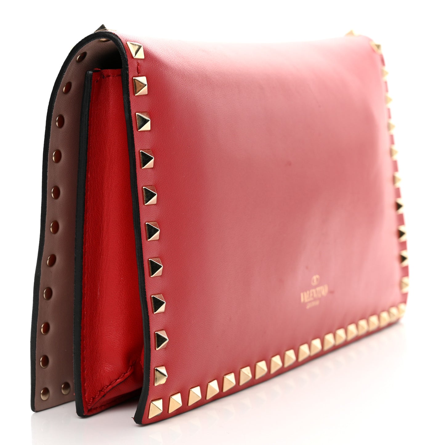 Nappa Rockstud Wristlet Clutch Rosso Valentino