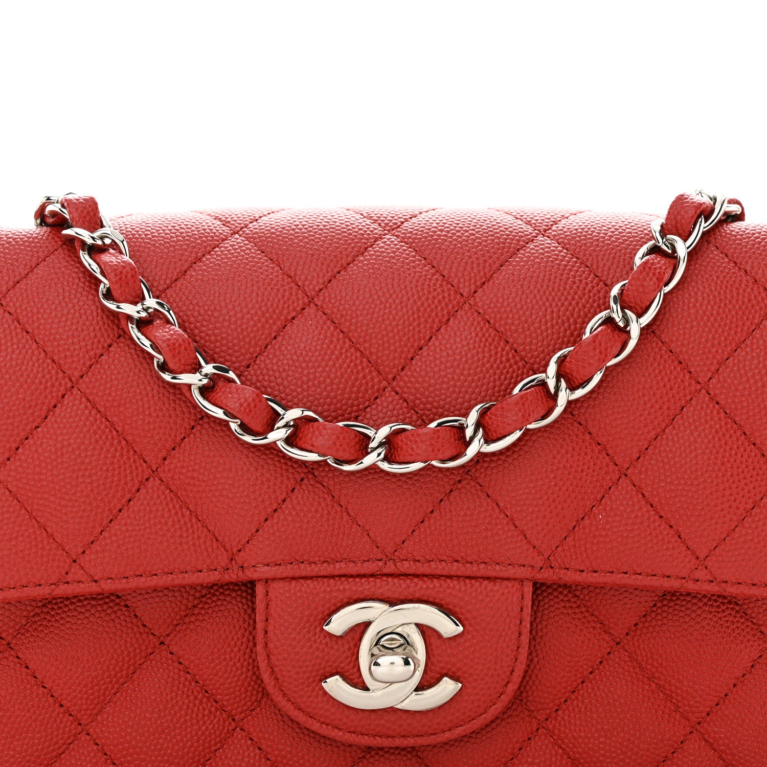 Chanel Caviar Quilted Mini Rectangular Flap Red 8 of 10