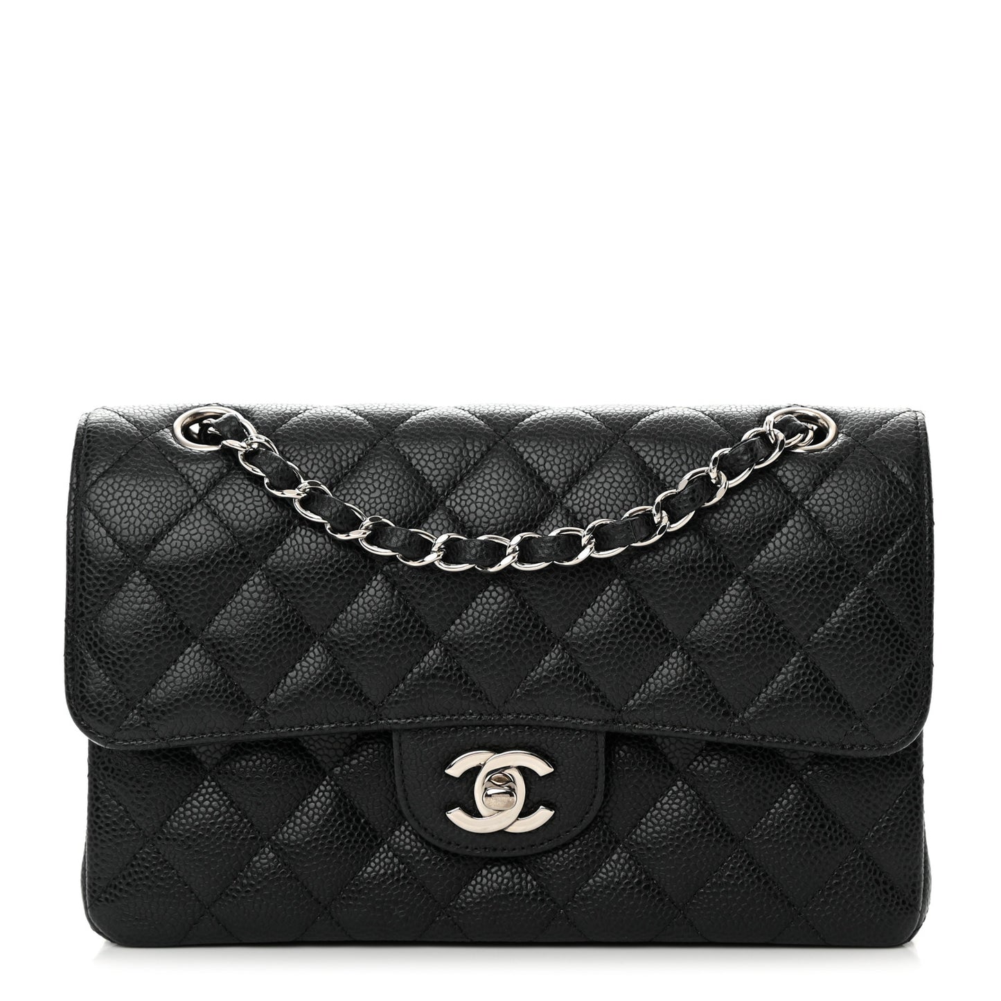 Caviar Quilted Small Double Flap Black