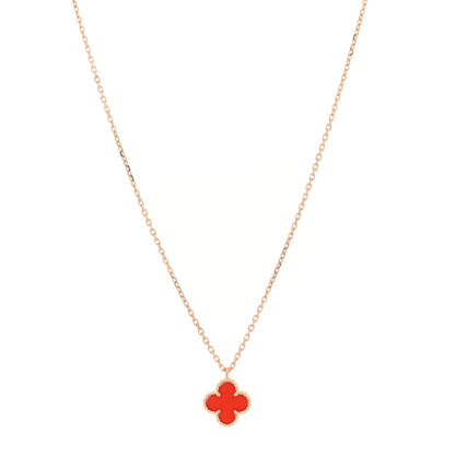 Van Cleef & Arpels 18k Rose Gold Carnelian Sweet Alhambra Heart Pendant Necklace 1 of 5