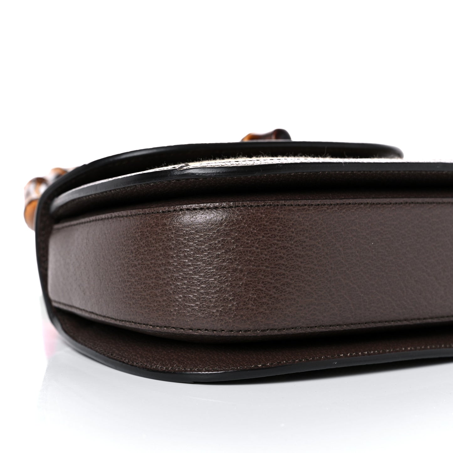 Monogram Jumbo GG Textured Dollar Calfskin Web Small Bamboo 1947 Top Handle Bag Camel Ebony New Acero