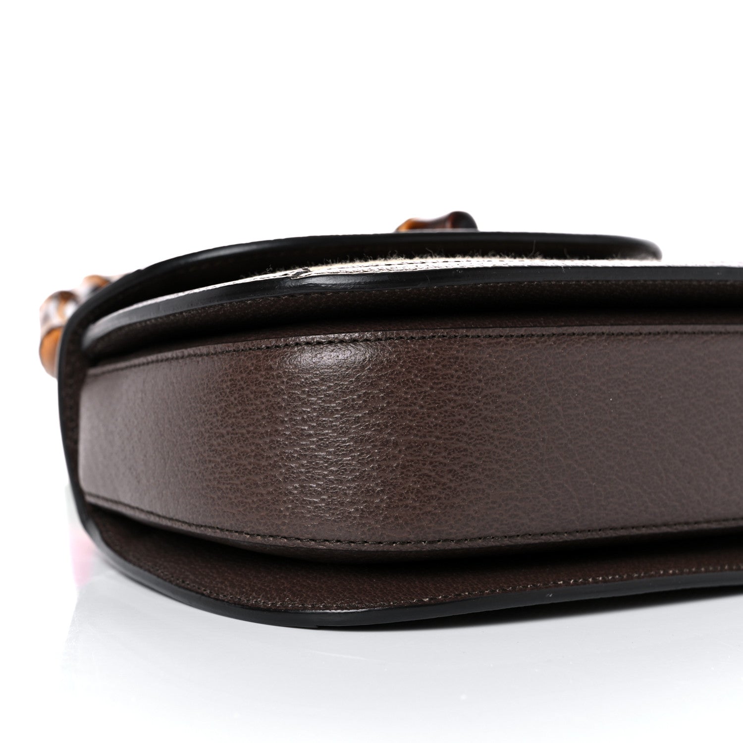 Gucci Monogram Jumbo GG Textured Dollar Calfskin Web Small Bamboo 1947 Top Handle Bag Camel Ebony New Acero 8 of 11