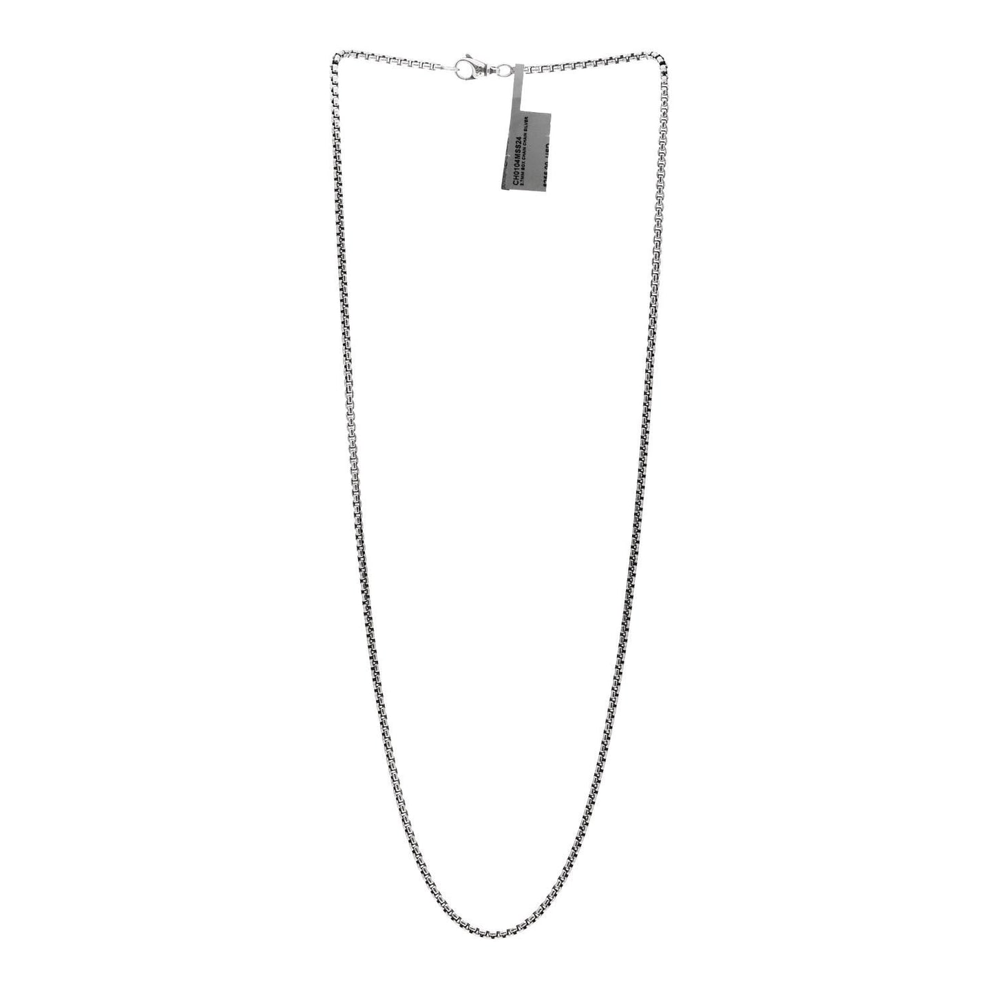 Sterling Silver 2.7mm Small Box Chain Necklace 24"