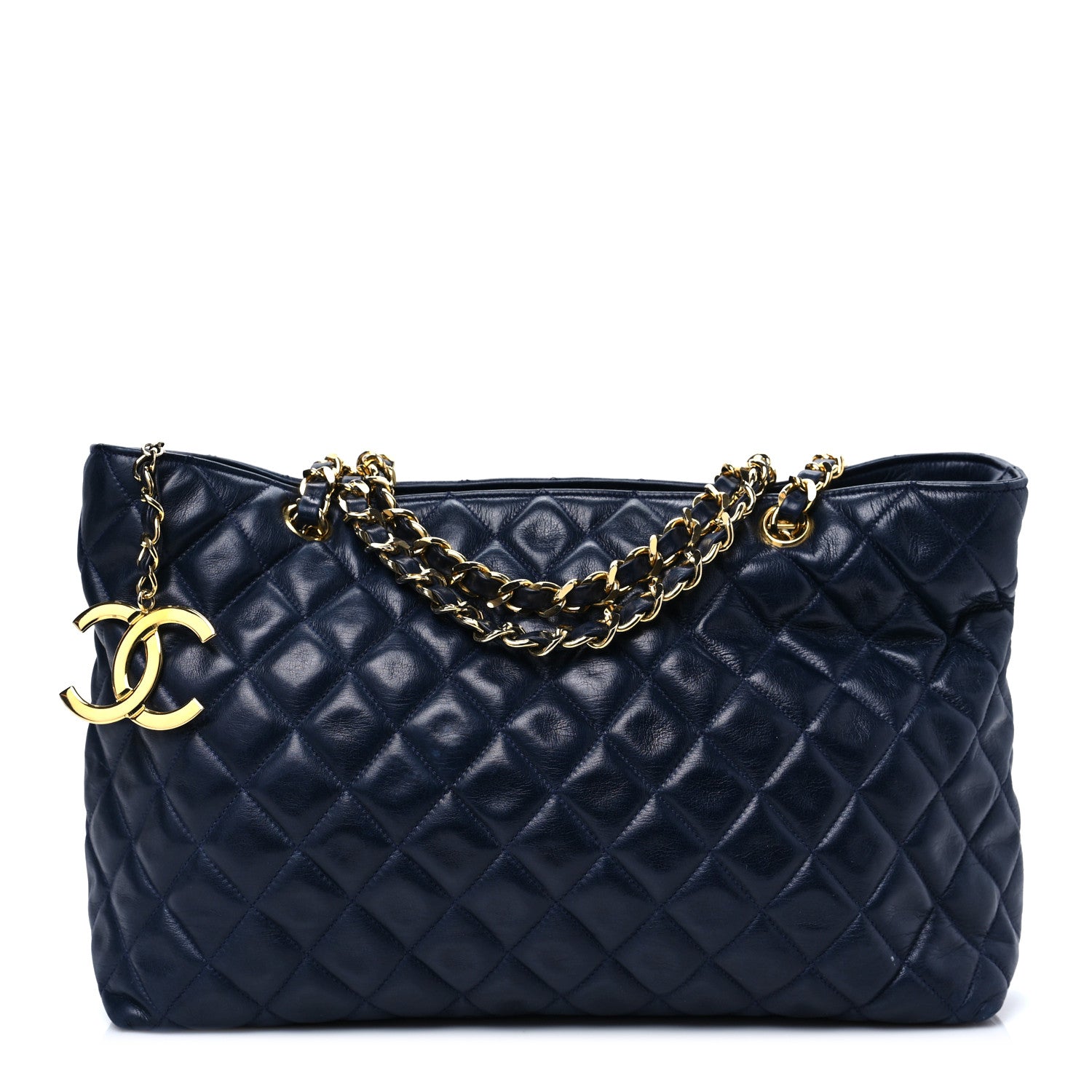 Chanel Lambskin Quilted Shoulder Bag Navy 1 of 7