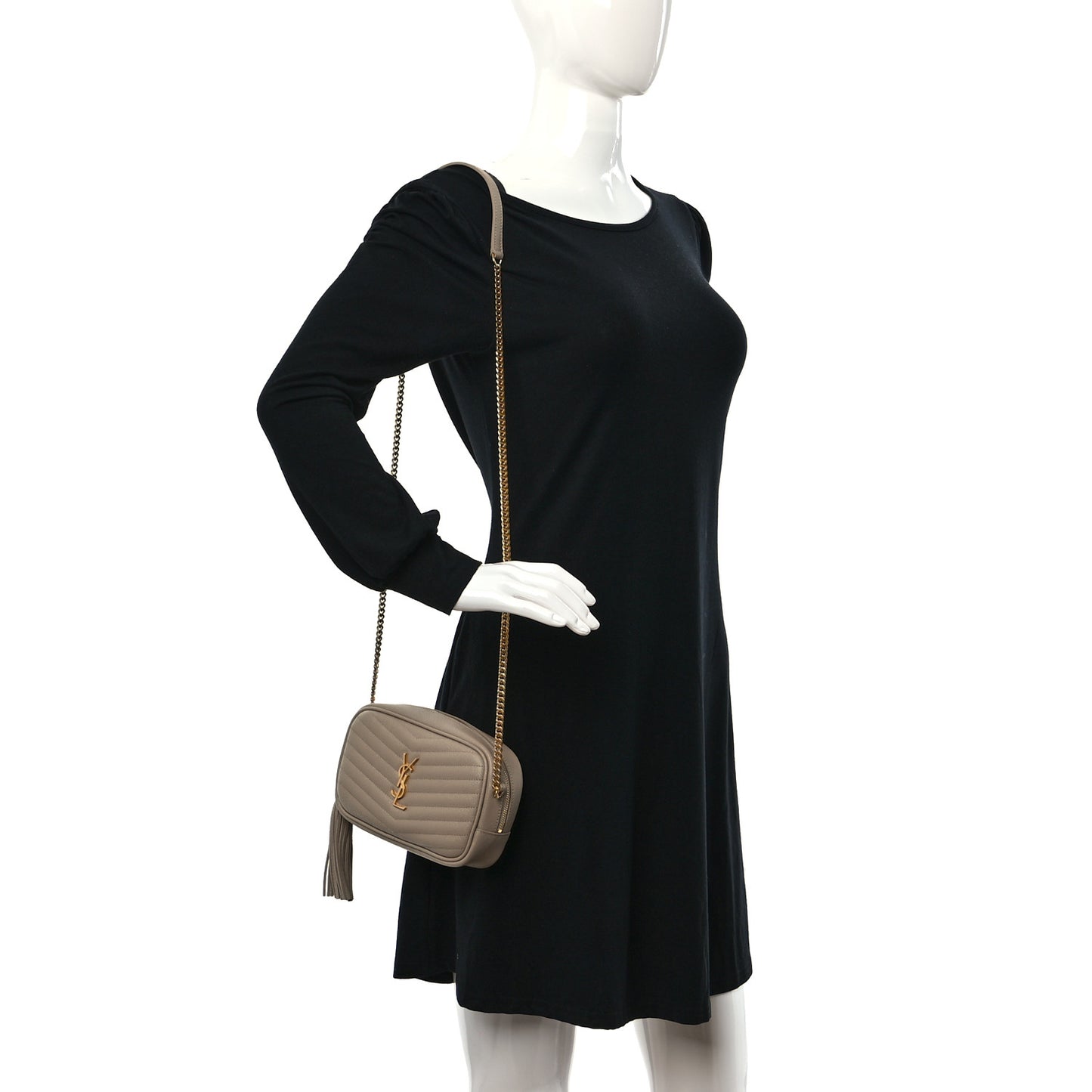 Grain De Poudre Matelasse Monogram Mini Lou Camera Bag Dark Beige