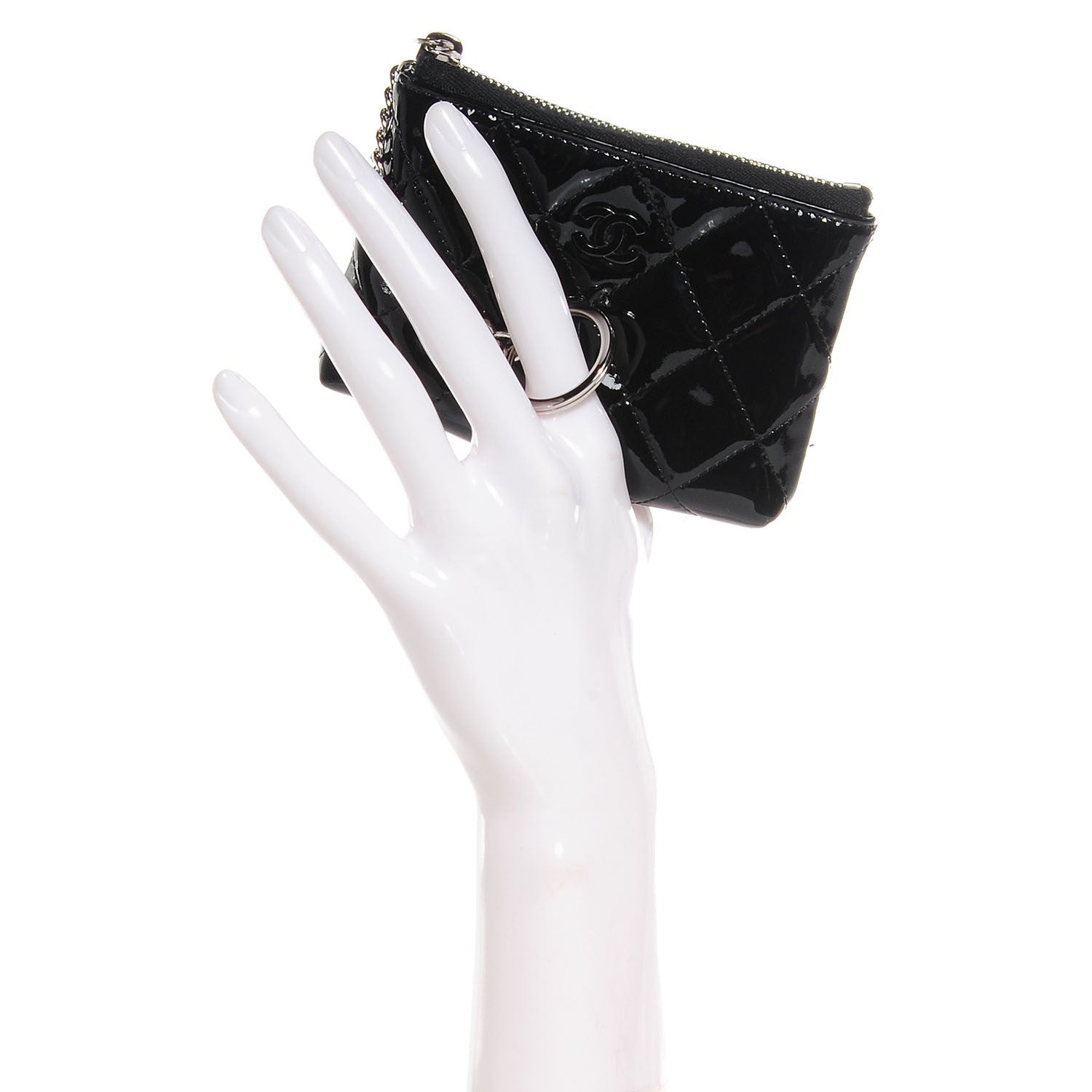 Chanel Patent Quilted Zip Coin Purse Black 2 of 7