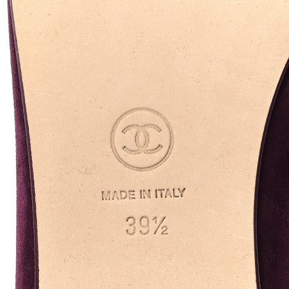 Chanel Suede Patent Calfskin Cap Toe CC Ballerina Flats 39.5 Burgundy 8 of 11