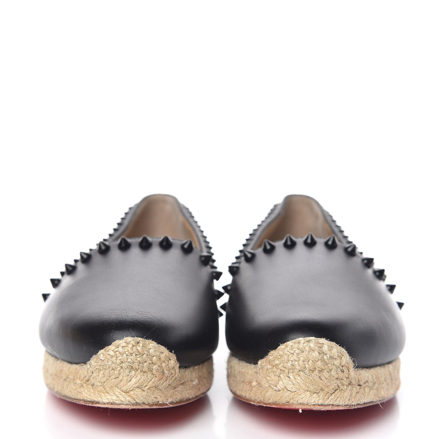 CHRISTIAN LOUBOUTIN Calfskin Spikes Ares Flat Espadrilles 38 Black